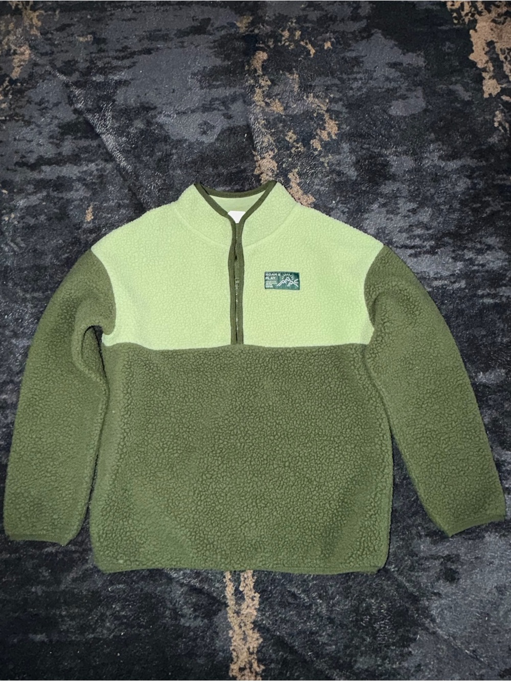 H&M Two-Tone Olive & Lime Sherpa Pullover fleece